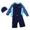 Daenrui Kids Boys Swimsuits UPF 50+ 2-Piece Swim Set Long Sleeve Rash Guard Shirt with Trunks Bathing Suit Navy+Hats 12-13 Years view 1
