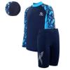 Daenrui Kids Boys Swimsuits UPF 50+ 2-Piece Swim Set Long Sleeve Rash Guard Shirt with Trunks Bathing Suit Navy+Hats 12-13 Years view 2