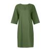 BAXLIMEK Cotton Linen Dresses for Women,2023 Spring Summer Casual Loose V Neck 3/4 Sleeve Midi Dress,Trendy Elegant Plain Boho Beach Dress Hawaiian Vacation Resort Outfits(E-Army Green,XL) view 3