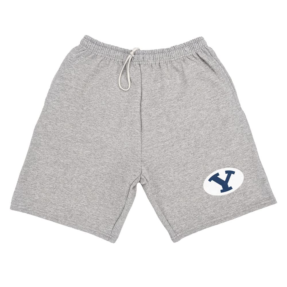 Brigham Young University Mens Sweat Shorts Primary Logo, Athletic Heather, Large