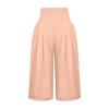 SMIDOW Womens Scrubs Pants Capri Pants Casual Summer Smocked Elastic High Waisted Linen Pant Solid Loose Wide Leg Capris Trousers view 3