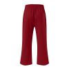 SMIDOW Black Capri Pants for Women Capri Pants Casual 2023 Summer Drawstring Elastic High Waist Linen Pant Straight Wide Leg Cropped Trouser #07 Red view 4
