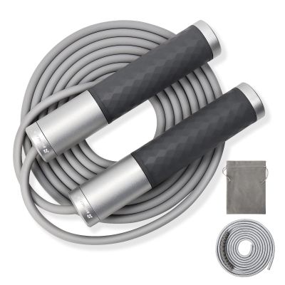 BURNCALO Weighted Jump Rope for Fitness, Skipping Rope for Men Women, Metal Heavy Handles, Ball bearings, Adjustable Length PVC Cord and Cotton Rope, Endurance Training Fitness Exercise Workout