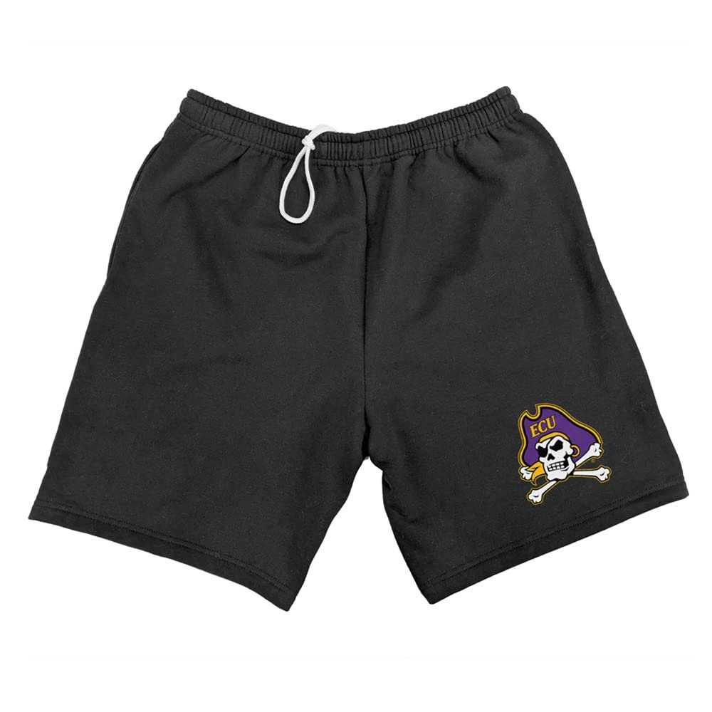 East Carolina University Mens Sweat Shorts Primary Logo, Black, Medium
