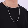 Fiusem Silver Tone Rope Chain Necklace for Men, 3mm Stainless Steel Rope Chain for Men and Women, Silver Tone Necklace 22 Inch view 3