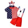 AWIBMK Baby Boys My First 4th of July Outfit Gentleman Necktie Shirt Stars Y Back Suspenders American Flag Stripes Shorts Independence Day Glasses Hat Patriotic Clothes Set Red Stars Stripe 6-7 Years view 1