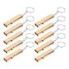 10Pcs Emergency Whistle, Aluminum Alloy Survival Whistles, Double Tube Loud Sound Lifeguard Safety Whistle with Keychain, Rescue Whistle for Outdoor Camping, Hiking, Dog Training (Gold) view 2