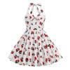 Vintage 1950s Dress Pattern Girls Halter Dress Retro 1950s Dresses Kids A line Swing Gown Girls Casual Sundress Toddler Party Dresses Sleeveless White Cherry 5-6 Years view 1