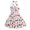 Vintage 1950s Dress Pattern Girls Halter Dress Retro 1950s Dresses Kids A line Swing Gown Girls Casual Sundress Toddler Party Dresses Sleeveless White Cherry 5-6 Years view 3