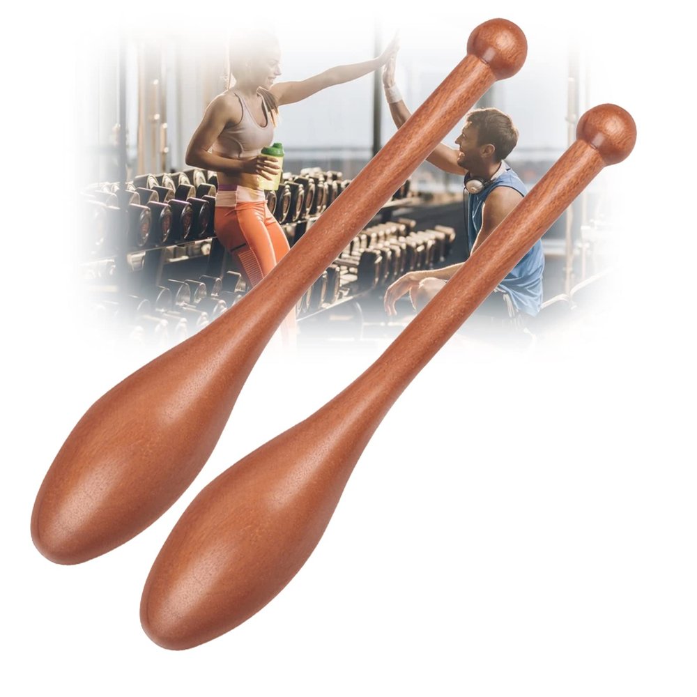 NENAGGE Wood Indian Clubs Pair 2lb for Training Wooden Mace Exercise Club for Strength Training Rehabilitation Improves Grip Full Body Workout for Men Women,S