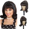 Sabosi Retro Drak Brown Wig 50s 60s 70s Wig with Bangs for Women Synthetic Hair for Halloween Costume Party view 1