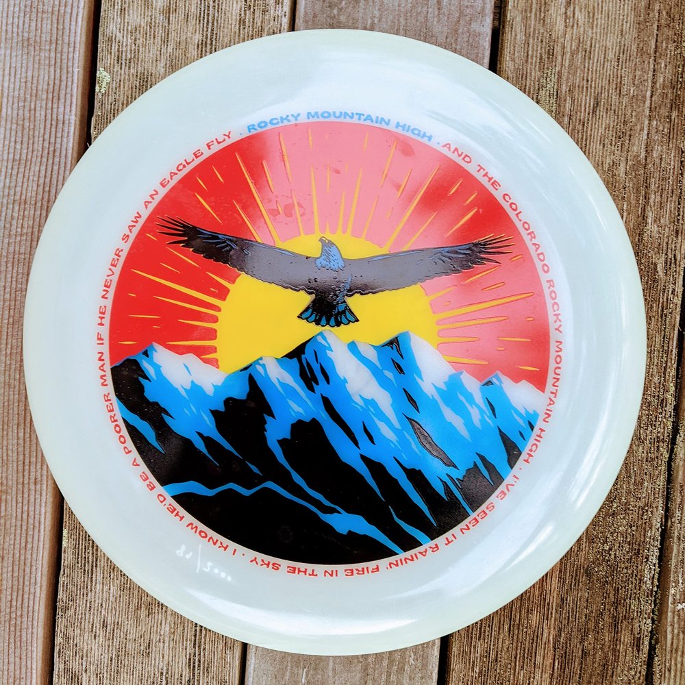 Funn & Frolic - USA Rocky Mountain High Poster Art Frisbee 175gm Glow/John Denver Inspired