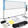 17FT Portable Pickleball Badminton Net Set Outdoor, Height Adjustable Multi Sports Net Set for Backyards Beach Driveway with 4 Aluminum Rackets, 2 Pickle Paddles and Carry Bag, Easy Set Up & Durable view 1