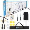 All-in-one Portable Badminton & Pickleball Net Set for Backyard Beach Driveway with Height Adjustable Poles, Durable Net, 2 Aluminum Badminton Rackets + 2 Pickleball Paddles view 1