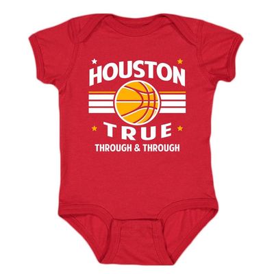 Houston Retro Team Kid's Bodysuit for Basketball Fans (Red, 18M)