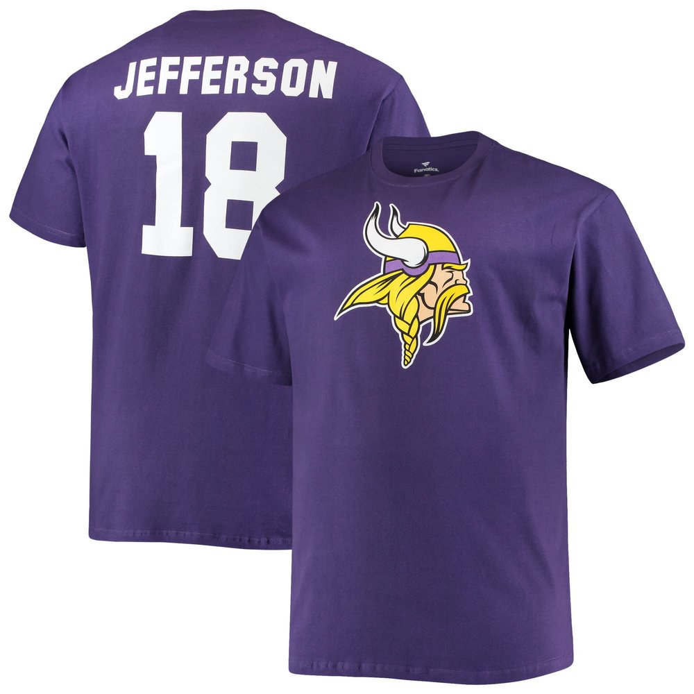 Fanatics Men's Justin Jefferson Purple Minnesota Vikings Big & Tall Player Name & Number T-Shirt