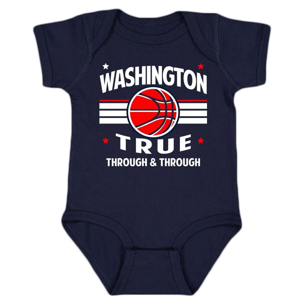 Xtreme Apparrel Washington Retro Team Kid's Bodysuit for Basketball Fans (Navy, 12M)