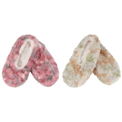 Adult Women Soft Warm Cozy Tie Dye Multicolor Non-Slip Slippers Socks, Indoor Travel Home Slippers, Assortment G, Small, 2 Pairs