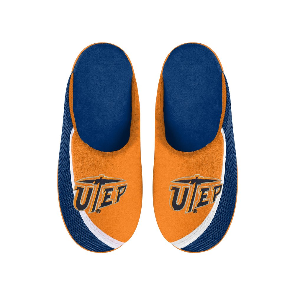 FOCO Men's NCAA 2022 Big Logo Color Edge Slipper, UTEP Miners, Small