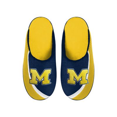 FOCO Men's NCAA 2022 Big Logo Color Edge Slipper, Michigan Wolverines, Small