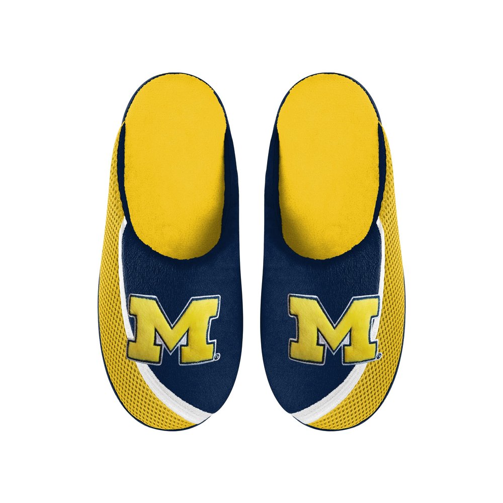 FOCO Men's NCAA 2022 Big Logo Color Edge Slipper, Michigan Wolverines, Small