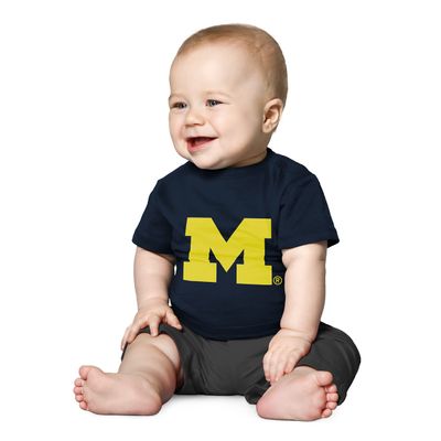 Little King NCAA Infant Big Logo T-Shirt-Boys & Girls-100% Cotton-Michigan-Navy-12 Months Team Color