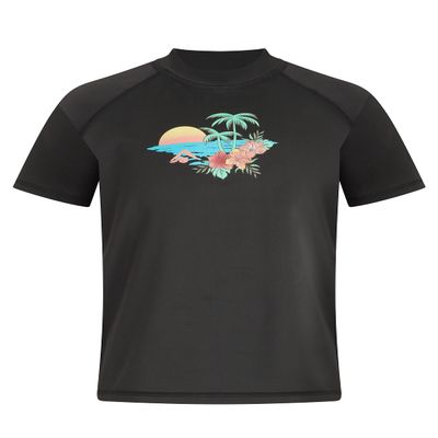 Kanu Surf Girls' Standard Karlie UPF 50+ Sun Protective Rashguard Swim Shirt, Dawn Black, 6