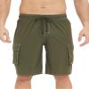 GREYGEM Mens Swim Trunks Quick Dry Elastic Waist Long Boardshorts Compression Liner 10 Inch Inseam Summer Surfing Beachwear Olive Green view 2