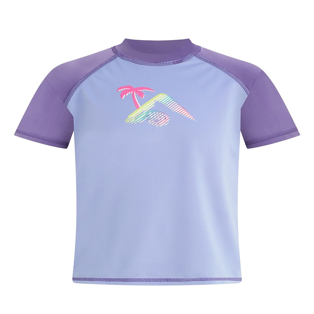 Kanu Surf Girls' Standard Karlie UPF 50+ Sun Protective Rashguard Swim Shirt, Gigi Lavender, 6