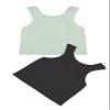Kurve Premium Girls Seamless Supersoft Sleeveless Crop Tank Top - Stretchy Bra, UV UPF 50+ (Made in USA), Black/Neon Fuschia Set, 4 Years-8 Years view 2