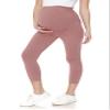 Leggings Depot Women's Maternity Leggings Over The Belly Pregnancy Casual Yoga Tights (Capri, Mauve, X-Large) view 4