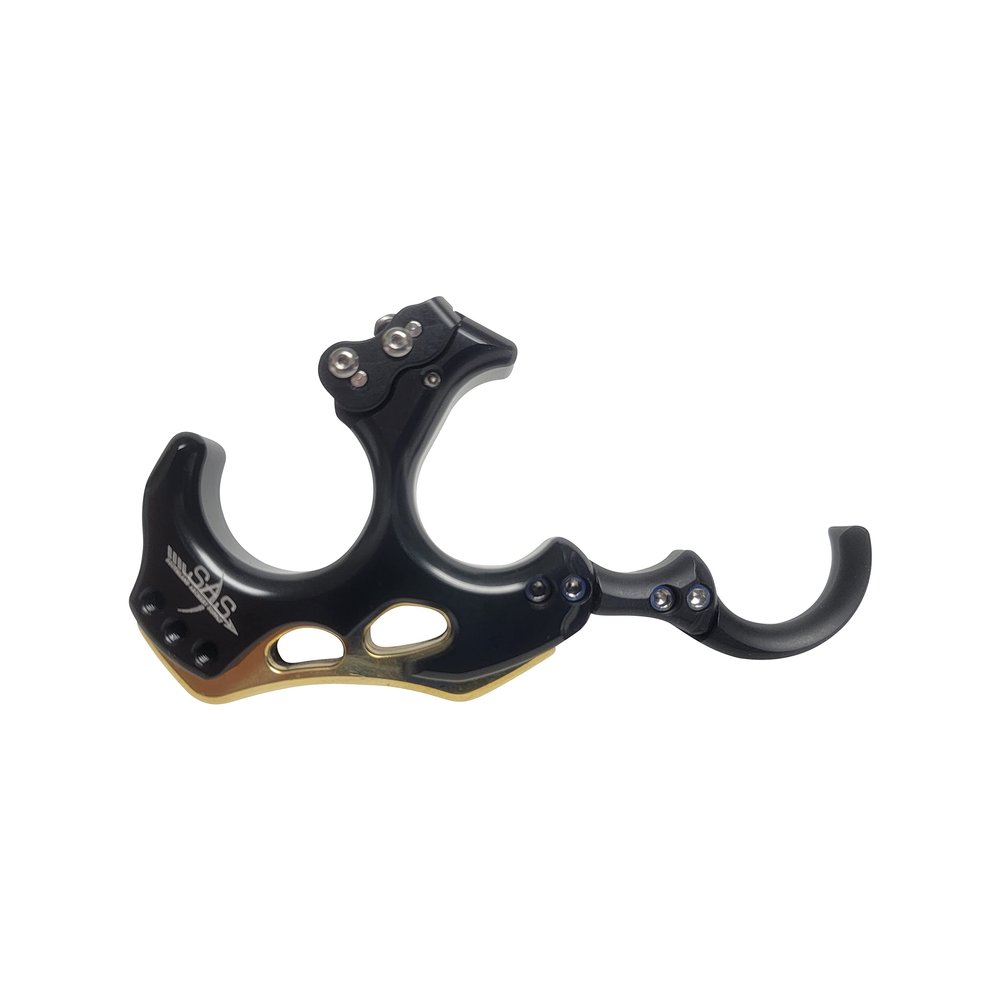 SAS CNC Aluminum Back Tension Release Aid with 3/4 Finger for Compound Bows Target Hunting Shooting (Black)