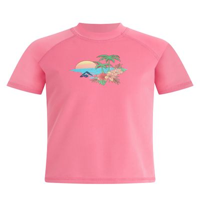 Kanu Surf Girls' Standard Karlie UPF 50+ Sun Protective Rashguard Swim Shirt, Dawn Pink, 2T