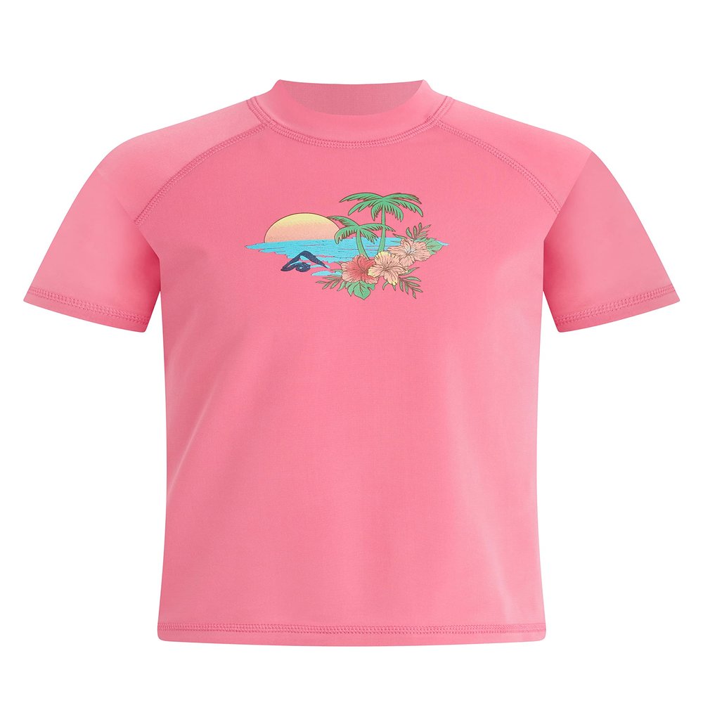 Kanu Surf Girls' Standard Karlie UPF 50+ Sun Protective Rashguard Swim Shirt, Dawn Pink, 2T