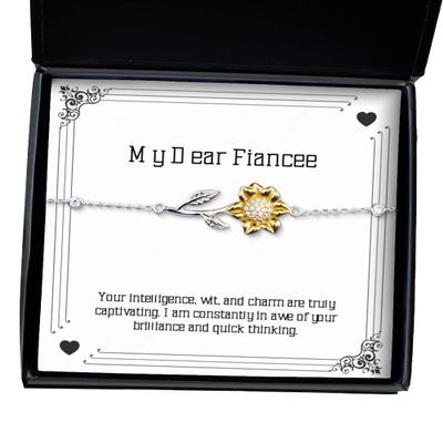 Funny Fiancee Gifts, Your Intelligence, wit, and Charm are Truly Captivating. I am Constantly, Fiancee Sunflower Bracelet from, Engagement Gifts, Wedding Gifts, Bridal Party Gifts, Groomsmen Gifts,