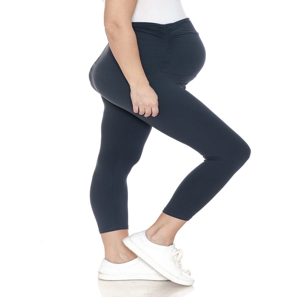 Leggings Depot Women's Maternity Leggings Over The Belly Pregnancy Casual Yoga Tights (Capri, Charcoal, Large)