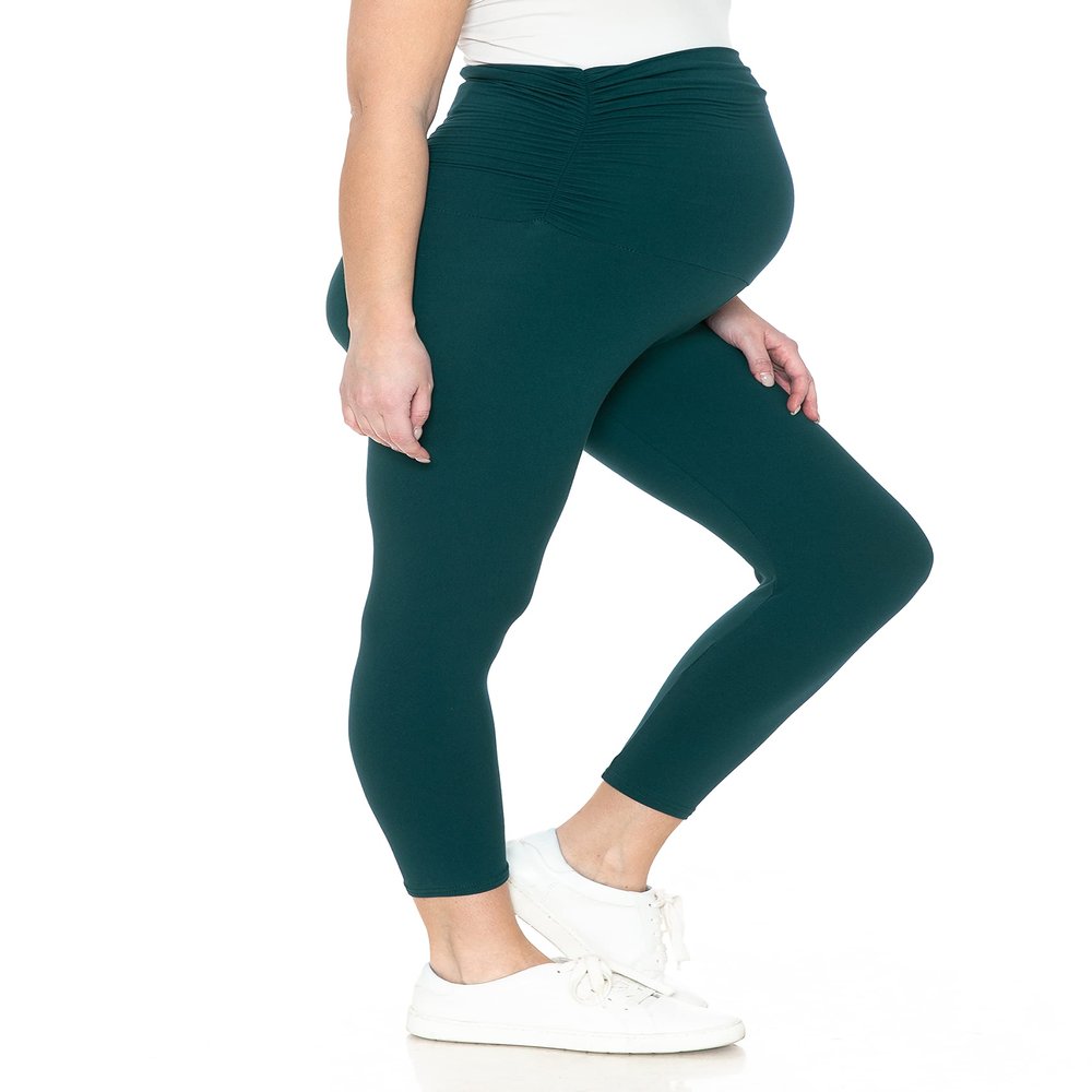 Leggings Depot Women's Maternity Leggings Over The Belly Pregnancy Casual Yoga Tights (Capri, Forest Teal, Small)