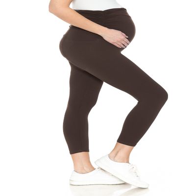 Leggings Depot Women's Maternity Leggings Over The Belly Pregnancy Casual Yoga Tights (Capri, Mocha, Medium)