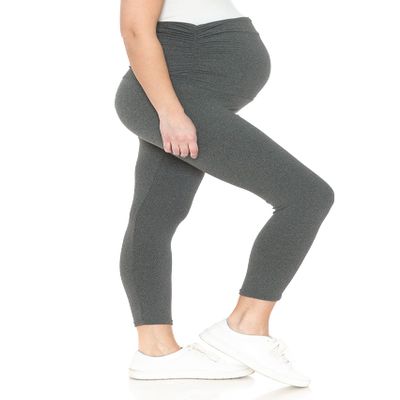 Leggings Depot Women's Maternity Leggings Over The Belly Pregnancy Casual Yoga Tights (Capri, Heather Charcoal, 1X)