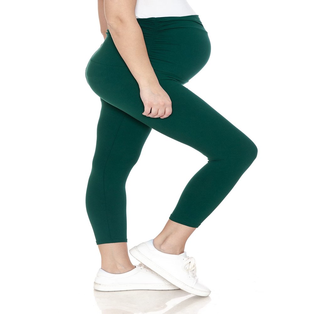 Leggings Depot Women's Maternity Leggings Over The Belly Pregnancy Casual Yoga Tights (Capri, Forest Green, 2X)