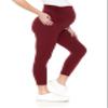 Leggings Depot Women's Maternity Leggings Over The Belly Pregnancy Casual Yoga Tights (Capri, Burgundy, 1X) view 1
