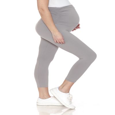Leggings Depot Women's Maternity Leggings Over The Belly Pregnancy Casual Yoga Tights (Capri, Light Grey, 1X)
