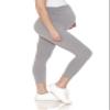 Leggings Depot Women's Maternity Leggings Over The Belly Pregnancy Casual Yoga Tights (Capri, Light Grey, 1X) view 1