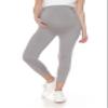 Leggings Depot Women's Maternity Leggings Over The Belly Pregnancy Casual Yoga Tights (Capri, Light Grey, 1X) view 2