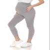Leggings Depot Women's Maternity Leggings Over The Belly Pregnancy Casual Yoga Tights (Capri, Light Grey, 1X) view 4