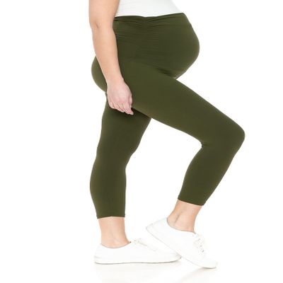 Leggings Depot Women's Maternity Leggings Over The Belly Pregnancy Casual Yoga Tights (Capri, Olive, Medium)