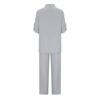 2 Piece Cotton Linen Outfits for Women Summer Dressy Business Work Suits Streetwear Button Down Tops and Pants Suit Gray view 3