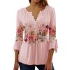 3/4 Sleeve Tops, Fall Shirts for Women Tshirts Shirts for Women Trendy V Neck Lace Comfy 3/4 Sleeve Ropa Deportiva para Mujer Petite Tops for Women Size Petite Basics Womens Clothing A-Pink view 1
