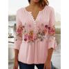 3/4 Sleeve Tops, Fall Shirts for Women Tshirts Shirts for Women Trendy V Neck Lace Comfy 3/4 Sleeve Ropa Deportiva para Mujer Petite Tops for Women Size Petite Basics Womens Clothing A-Pink view 2