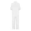 2 Piece Cotton Linen Outfits for Women Summer Dressy Business Work Suits Streetwear Button Down Tops and Pants Suit White view 3